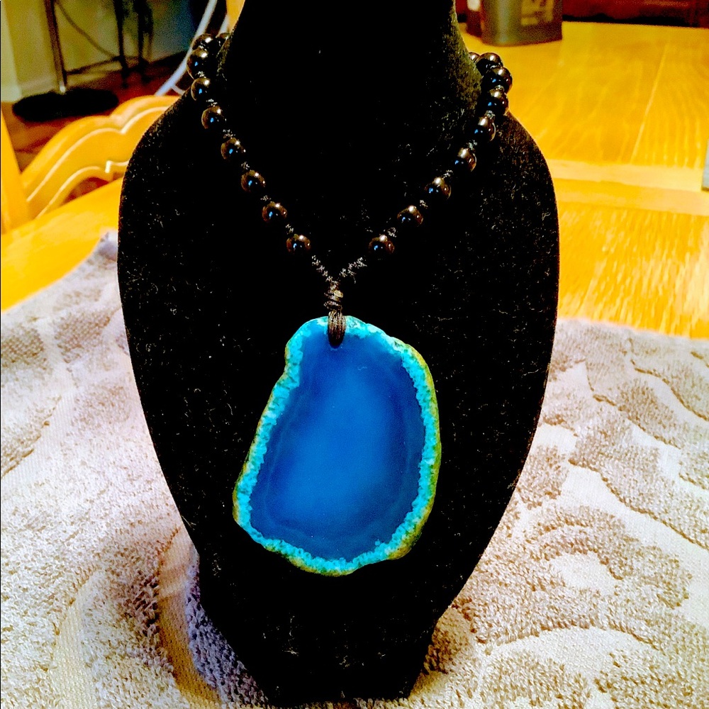 Hand Crafted Blue Agate Choker